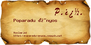 Poparadu Ányos névjegykártya